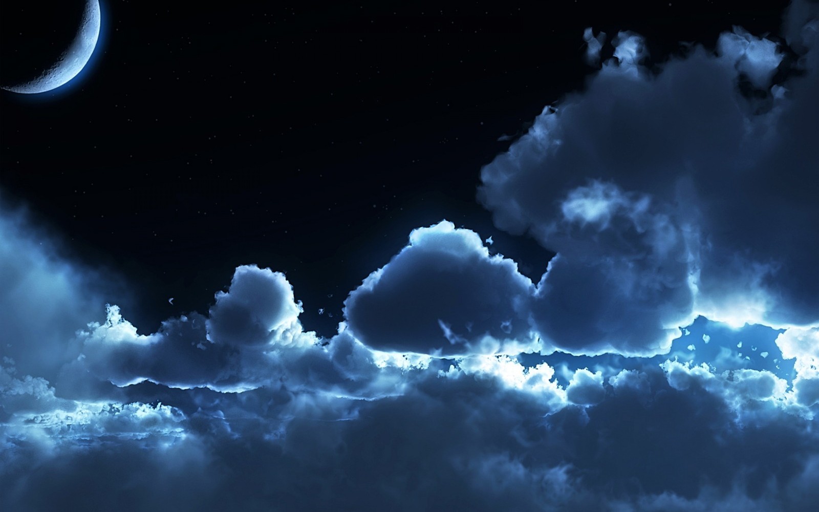 Nacht himmel mit mond und wolken (wolke, nacht, atmosphäre, tageszeit, kumulus)