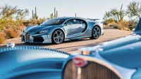 Éblouissant Bugatti Chiron Super Sport dans un paysage désertique