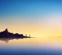 Abstract Serenity: Silhouetted Figures Against a Tranquil Horizon