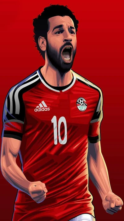 Mohamed Salah Celebrating Goal for Egypt in Russia 2018 World Cup