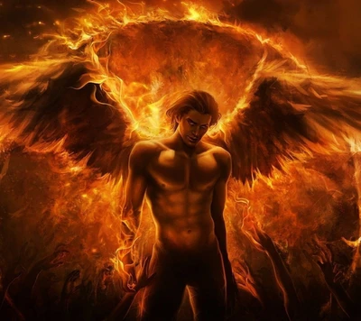 angel, angry, fire, wings