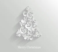 Diseño de árbol de Navidad blanco elegante con patrones en espiral y sombras