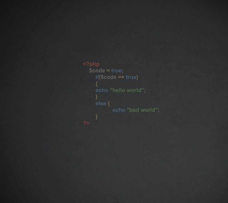 Черный экран с кодом на нем (код, php, обои)