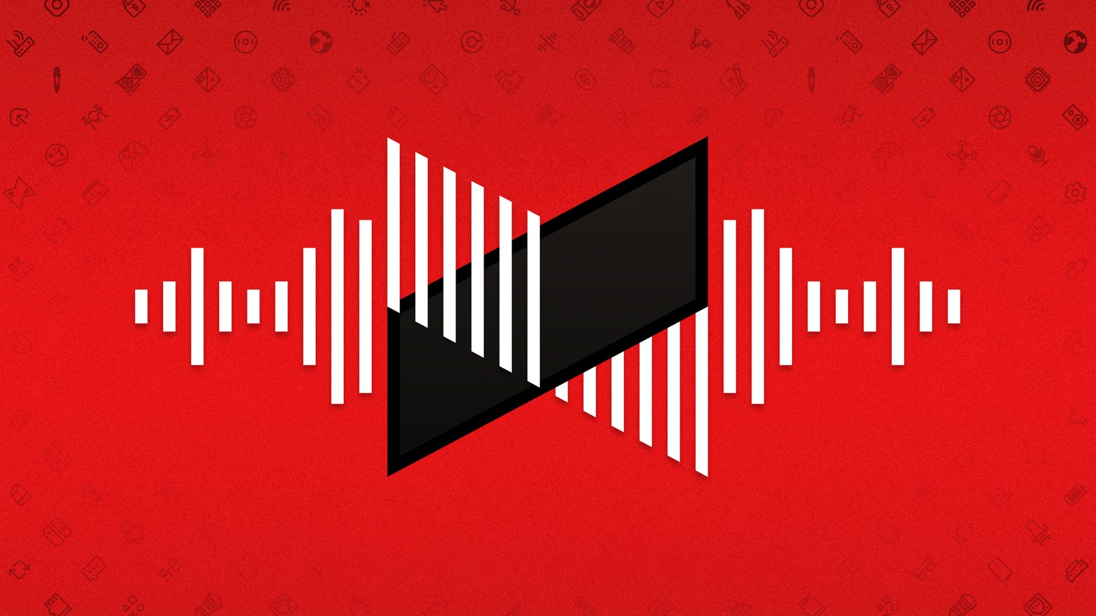 A red background with a black and white logo and a red background with white and black symbols (mkbhd, waves, red background, 5k, abstract)