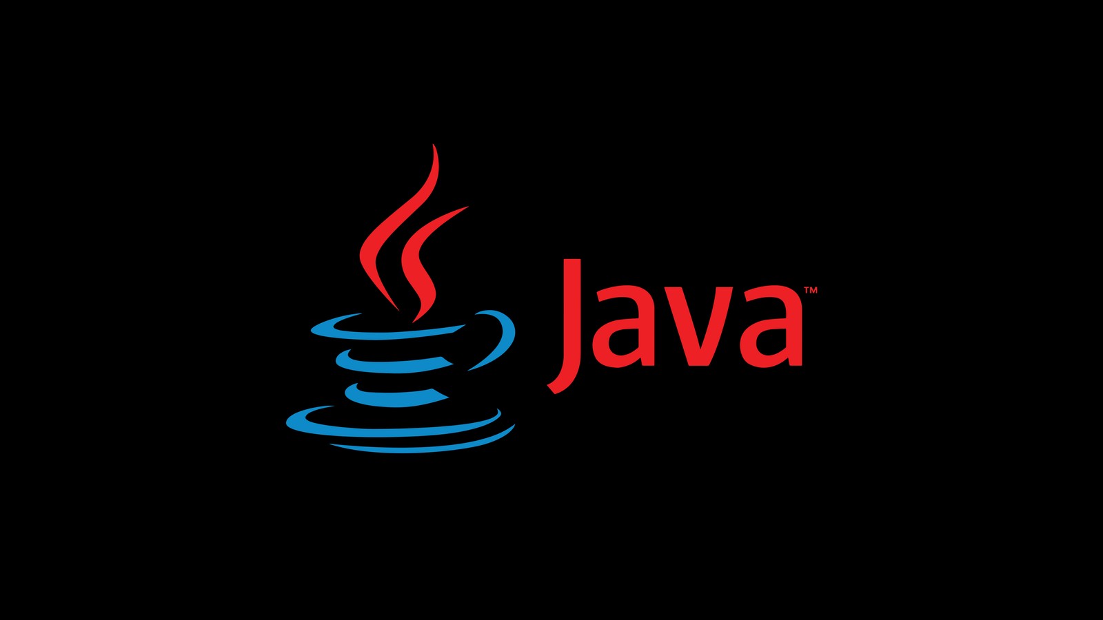 Un fondo negro con un logo rojo y azul y un logo rojo y azul (java, fondo negro, lenguaje de programación, 5k, 8k)