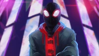 Arte dinâmica de Miles Morales: Um super-herói em cores elétricas