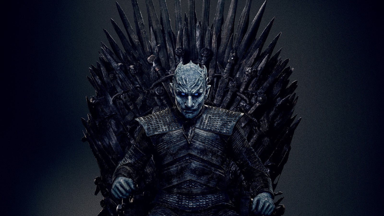 A close up of a person sitting on a throne with swords (night king, game of thrones)