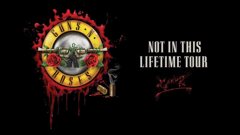 Логотип guns and roses с надписью 'not in this lifetime tour' (не в этой жизни тур, not in this lifetime tour, guns n roses, концерт, текст)