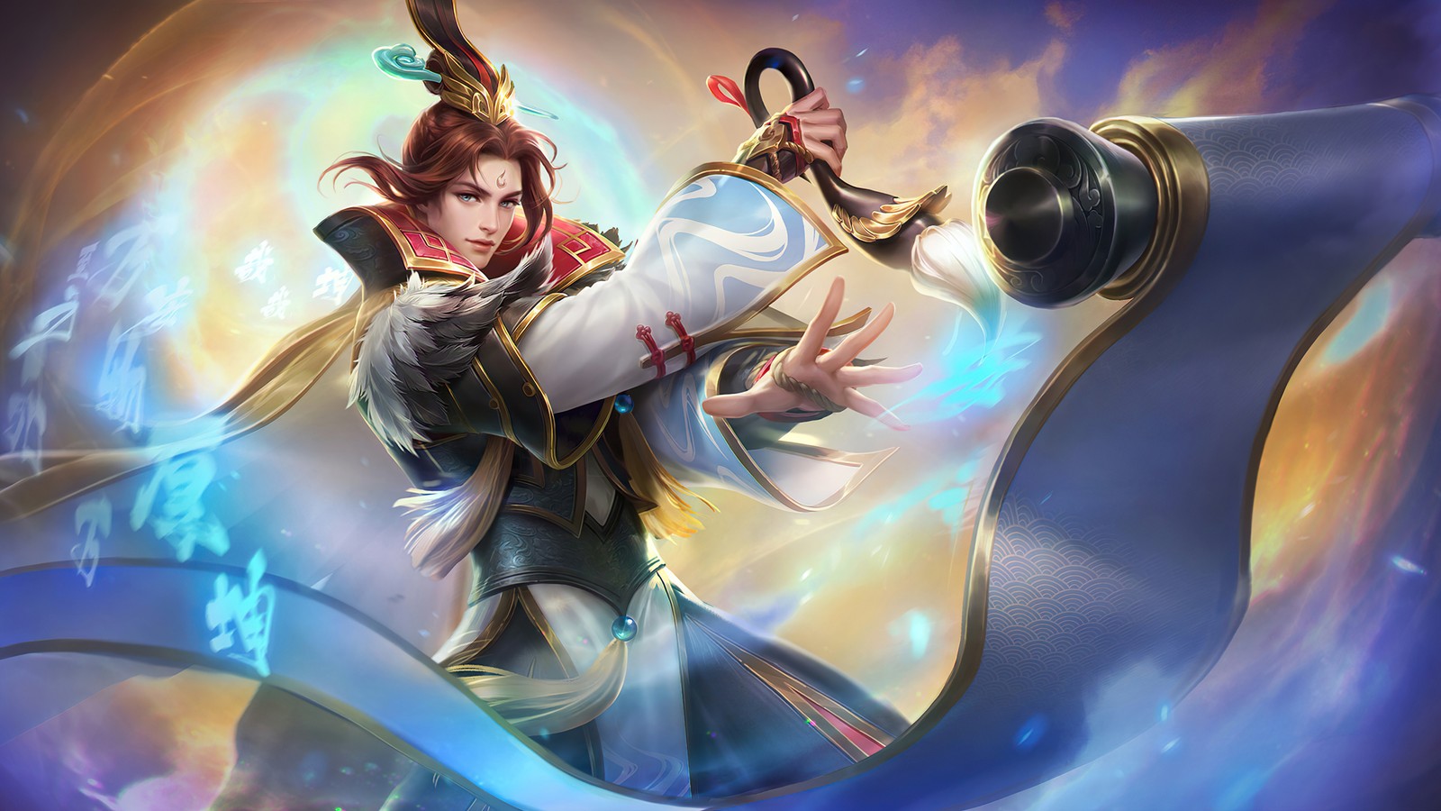 Une femme en robe blanche tient une épée et une épée (estes, white crane, peau, mobile legends, bang bang)