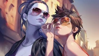 widowmaker, tracer, overwatch, video game, art