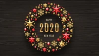 Festive 2020 New Year Wreath with Stars and Ornaments