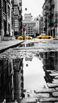 nova york, new york, taxi schwarz weiss