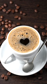 Heart-Shaped Coffee Delight with Beans