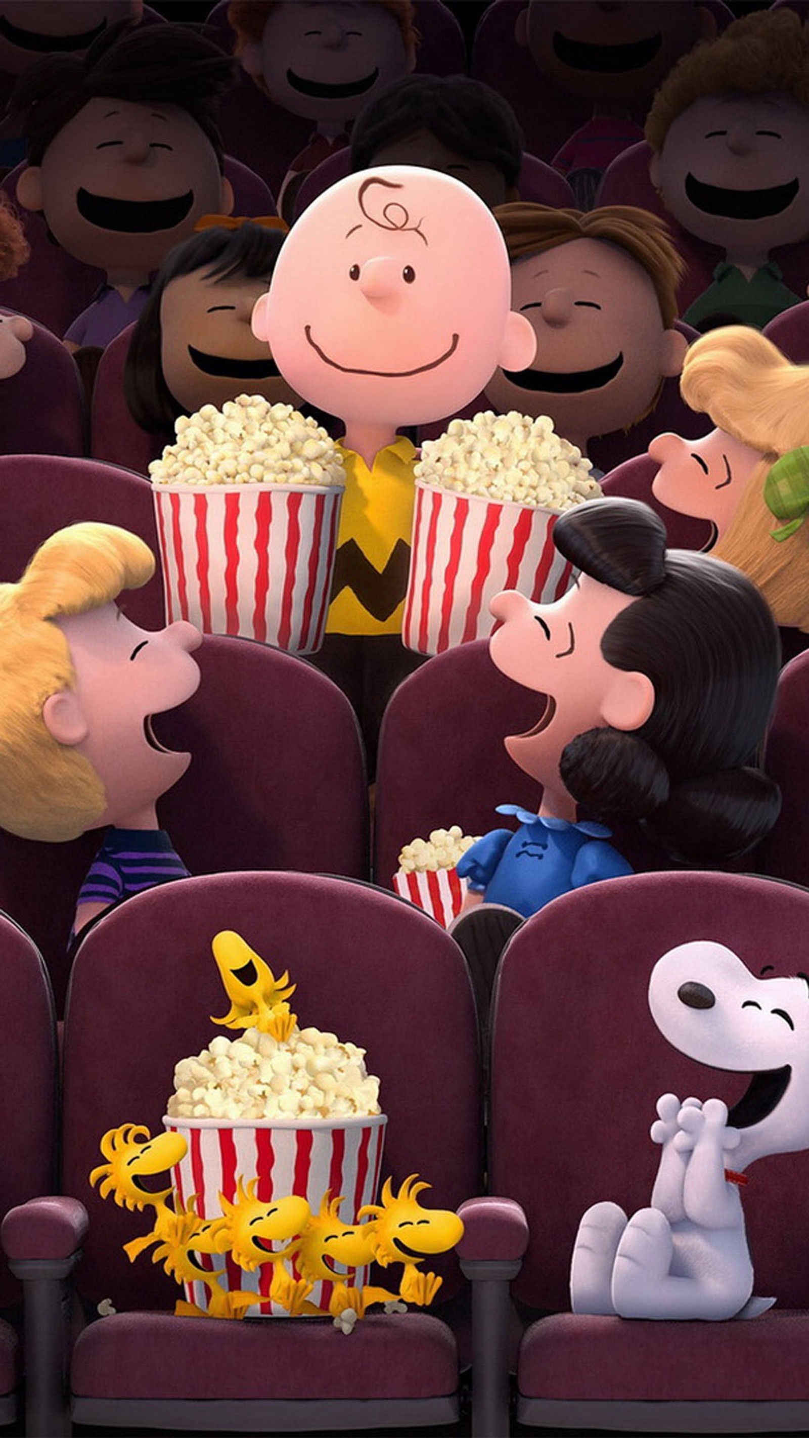 Cacahuetes y snoopy viendo una película en un cine (caricatura, película)