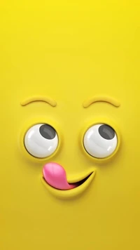 rostro, ojos, lengua, yellow face, divertido