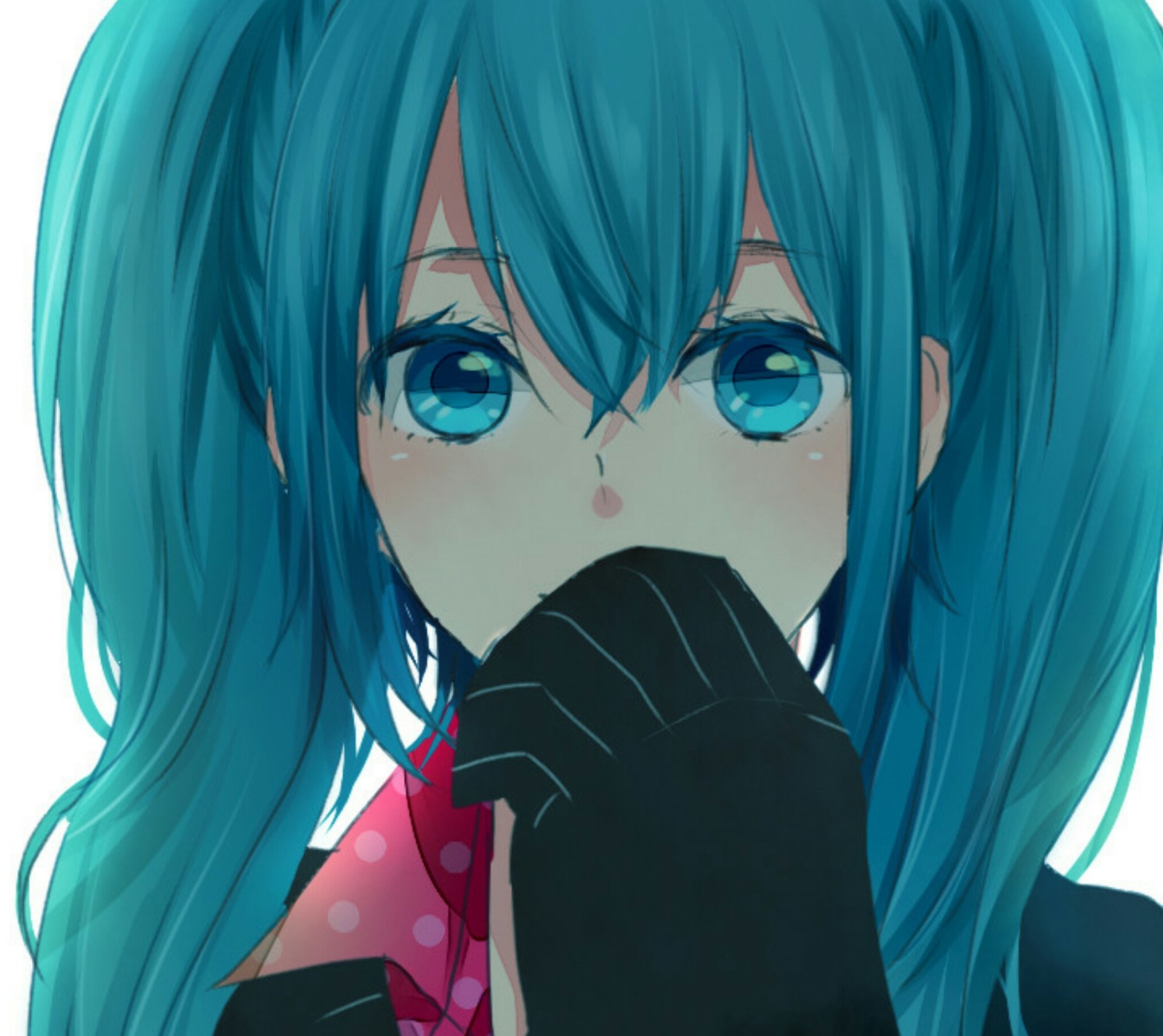 Un primer plano de una persona con cabello azul y una corbata (anime, niña, hatsune, miku)