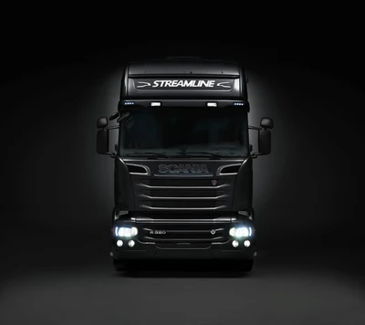 preto, scania, streamline, suécia, caminhão