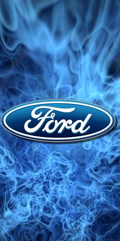 Logo de Ford sobre un fondo azul ardiente