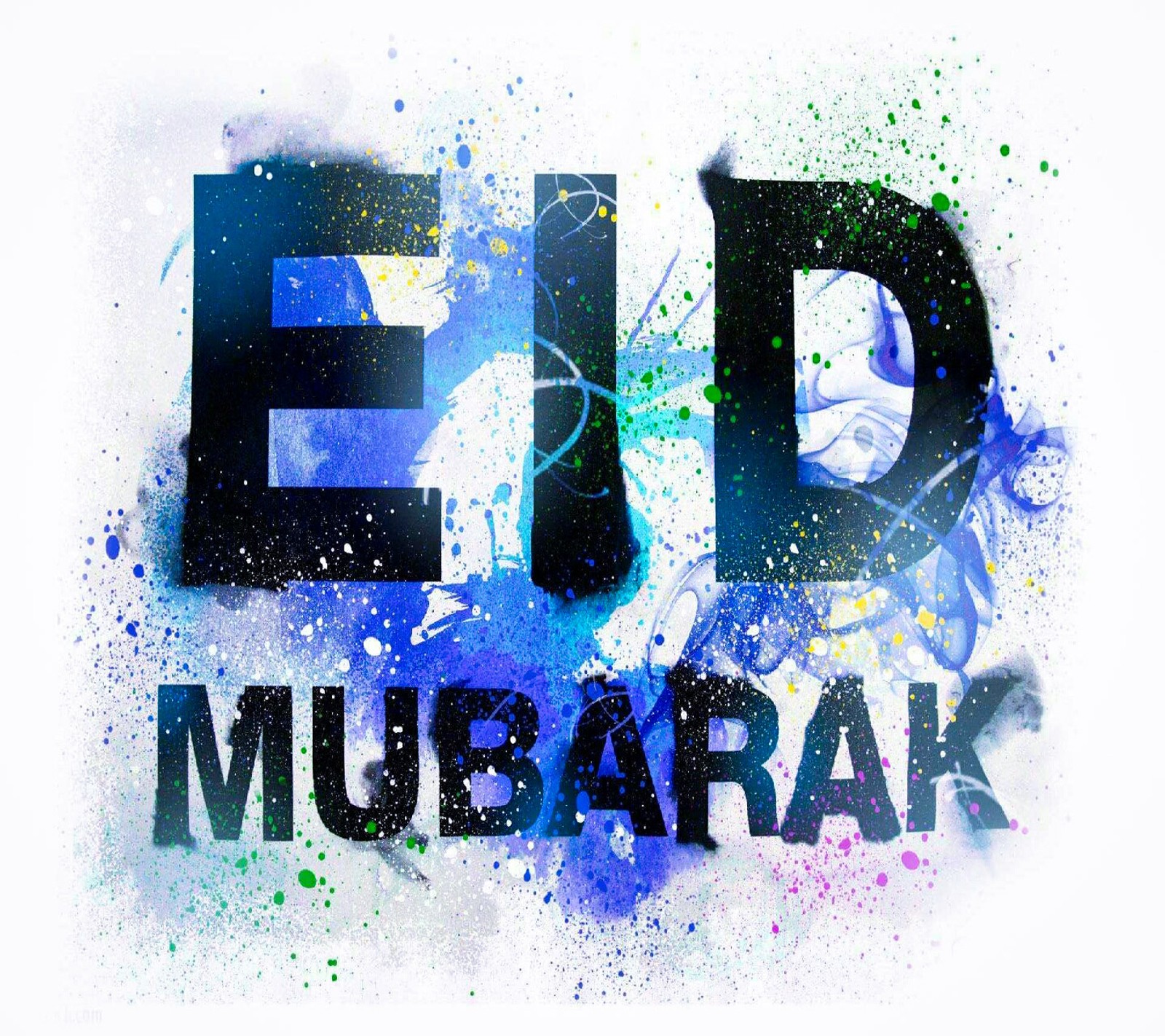 Un gros plan d'un texte coloré avec une image d'une personne (beau, eid mubarak, fonds décran)