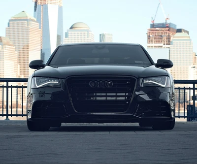 Sleek Black Audi in Urban Setting