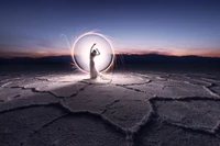 Enchanting Light Painting in a Serene Landscape