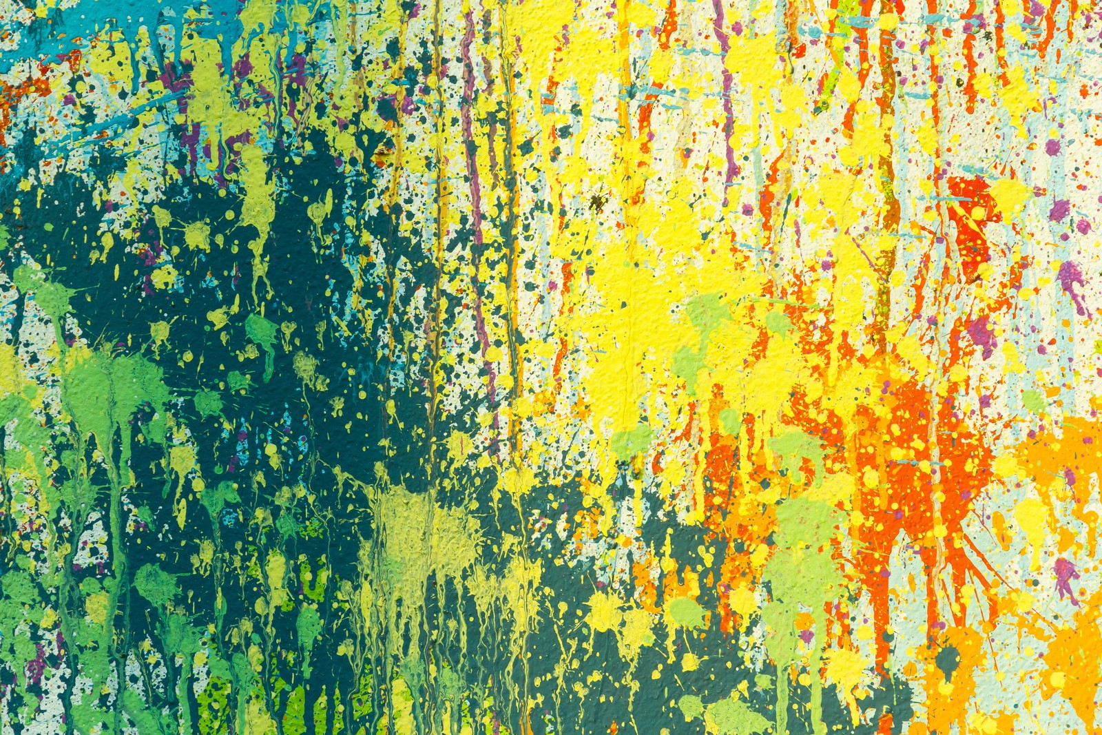 A close up of a painting with paint splatters on it (paint, painting, abstract art, watercolor painting, art)