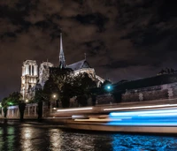 architecture, nuit, point de repère, lumière, éclairage