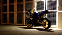 Custom Honda Motorcycle in Urban Setting at Night