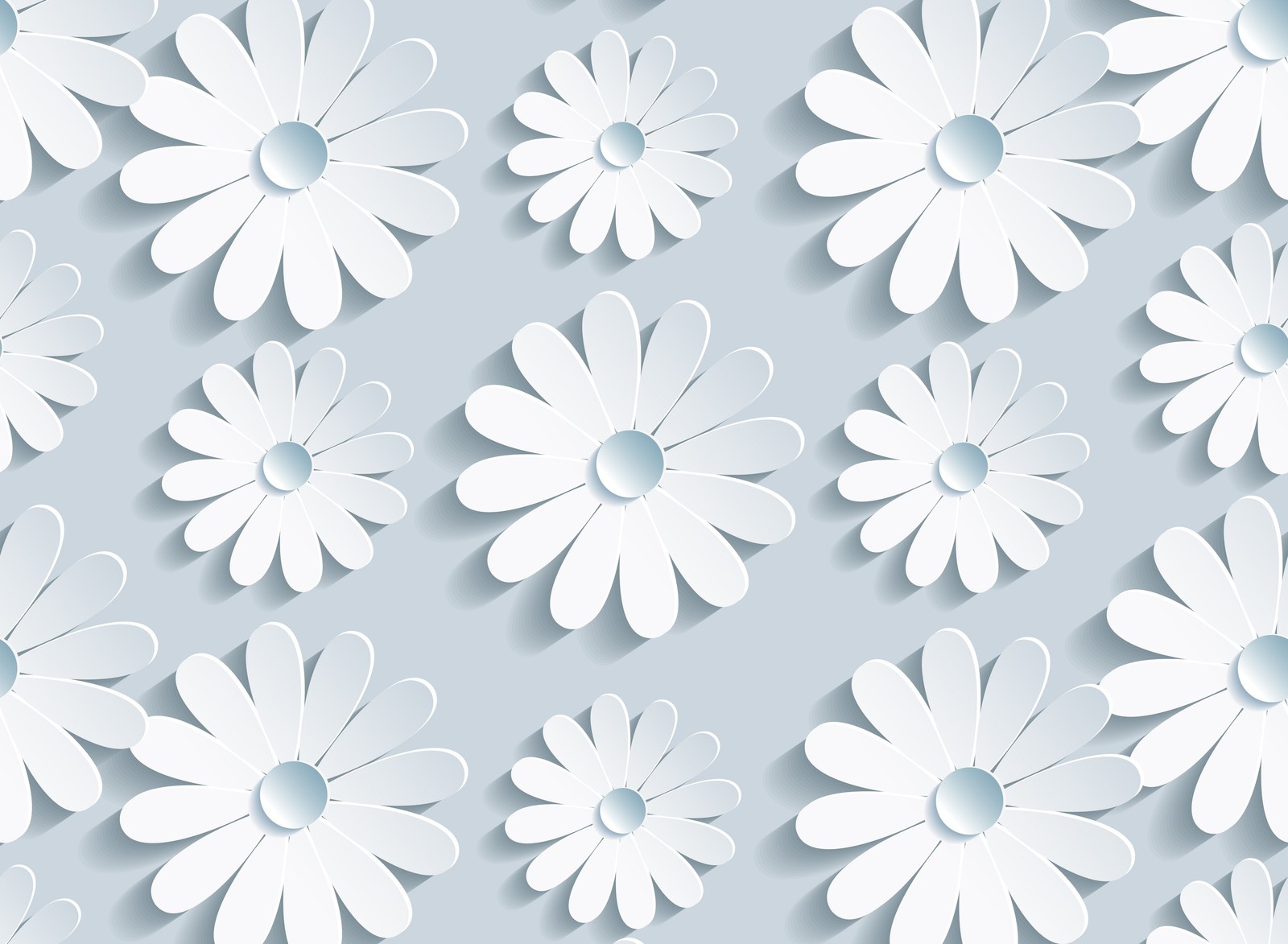 Un primer plano de un montón de flores de papel sobre un fondo azul (flor, diseño floral, textura, diseño, blanco)