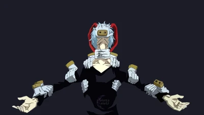 Tomura Shigaraki entouré de mains démembrées, incarnant une esthétique minimaliste et hantée de "My Hero Academia".