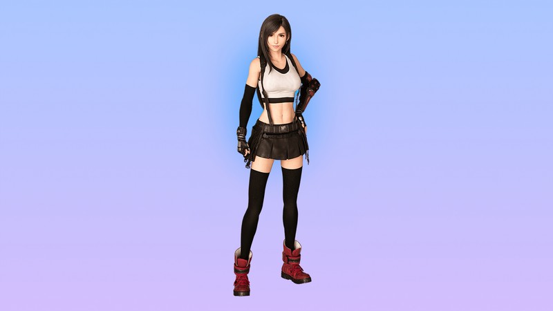 Крупный план человека в короткой юбке и ботинках (тифа локхарт, tifa lockhart, final fantasy 7 remake, ff7, видеоигра)