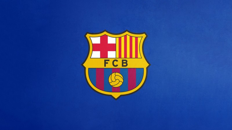 Крупный план футбольного значка на синем фоне (fcb, синий фон, герб, fc barcelona, спорт)