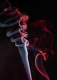 Dynamic Red and Blue Smoke Patterns