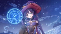 Mona from Genshin Impact: Enigmatic Astrologer Under a Starry Sky