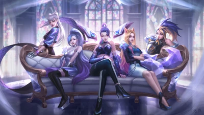 K/DA Все Вперед: Кайса, Серафина, Ахри, Акали и Эвелинн в Гламурном Единстве