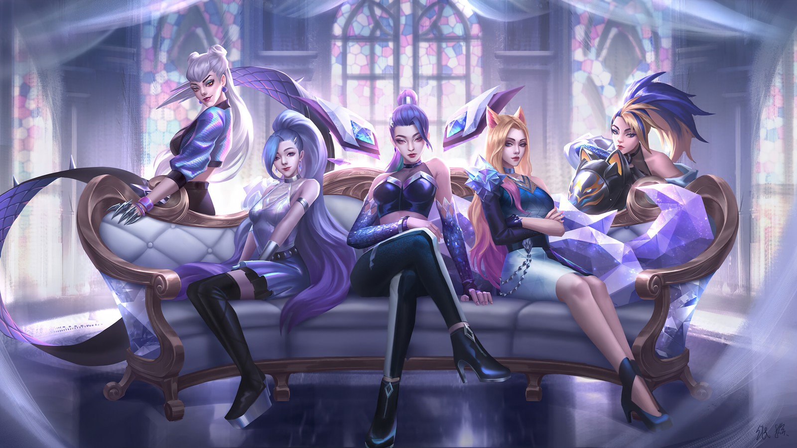 kda, all out, kaisa, seraphine, ahri wallpaper