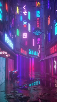 Neon Alley: A Vibrant Fusion of Purple Aesthetics and Futuristic Energy