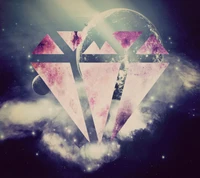 diamond, galaxy, pink wallpaper