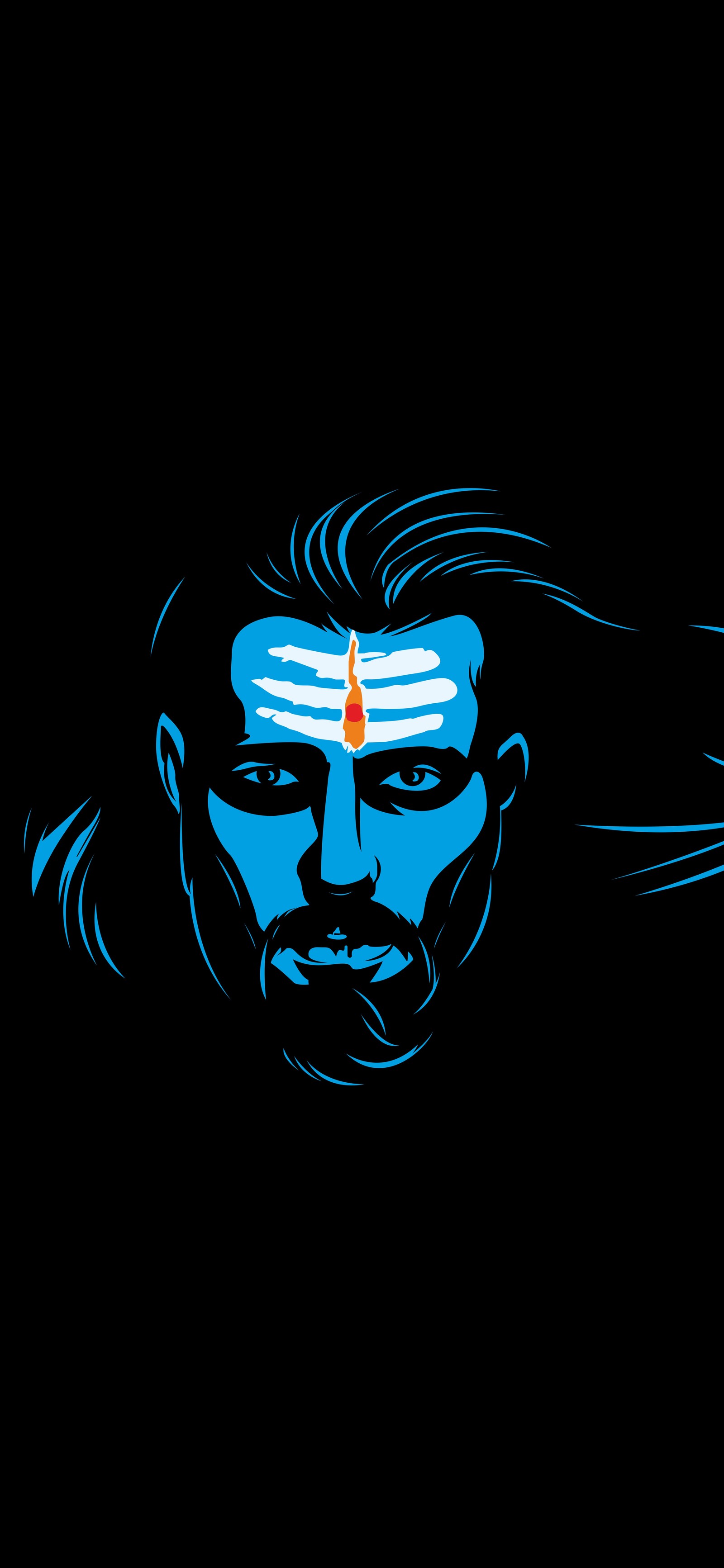 There is a man with a beard and a face painted blue (amoled, best, energy, god, mahadev)