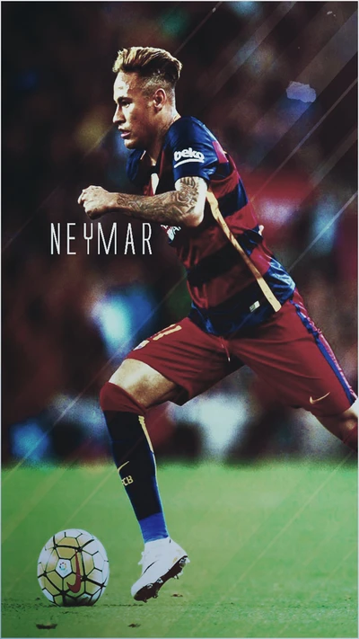 Neymar in Action: Dynamic Barcelona Football Moment