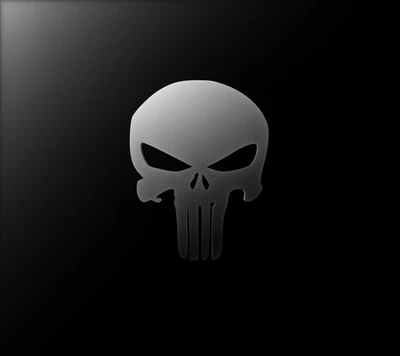 Icono de calavera estilizado de Punisher sobre fondo negro