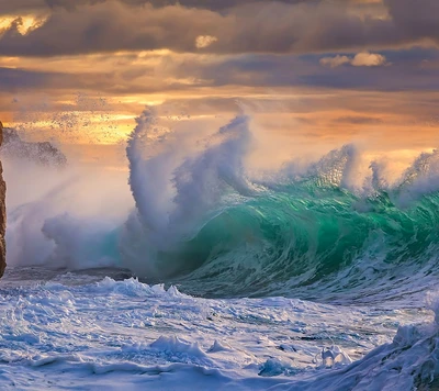 playa, océano, mar, tormenta, olas