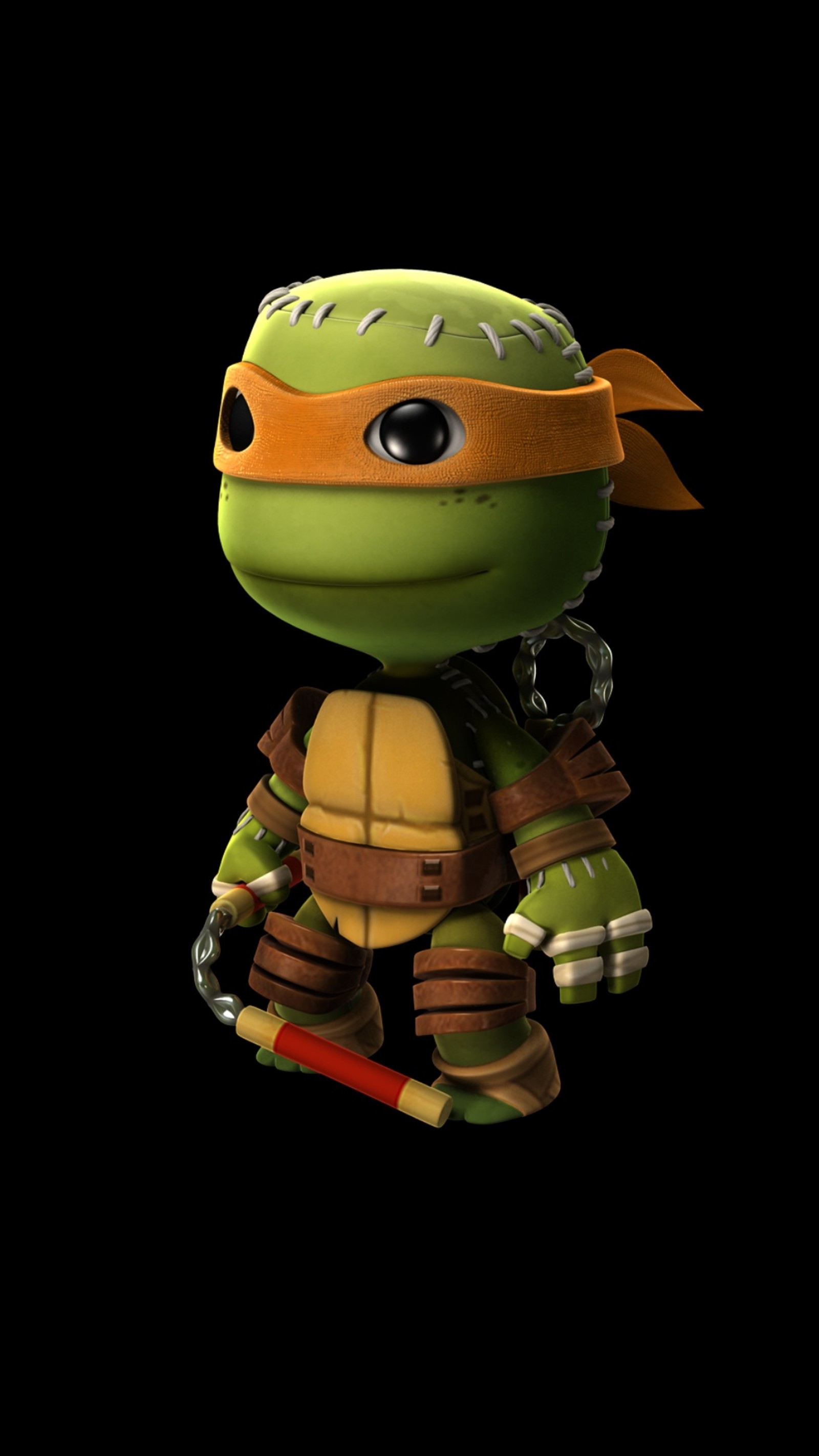 A close up of a toy of a teenage mutant with a skateboard (littlebigplanet, ninja, tmnt, turtles)