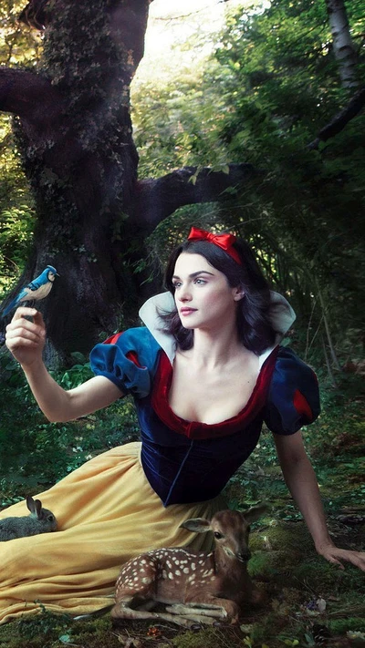 Cautivador cosplay de Blancanieves en un bosque exuberante