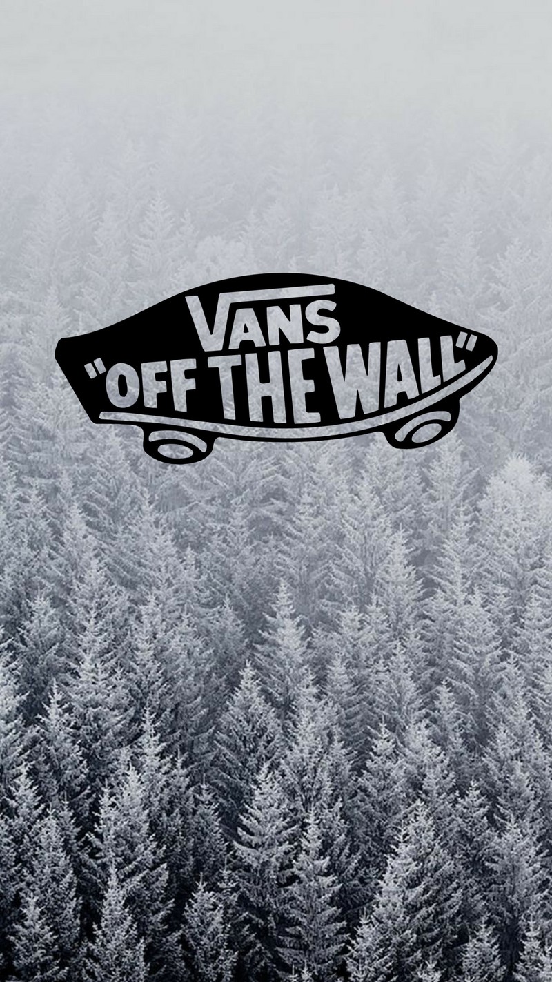 Логотип vans off the wall на фоне леса (логотип, обувь, vans, зима)