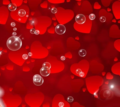 Encantadores corazones rojos y burbujas para el Día de San Valentín