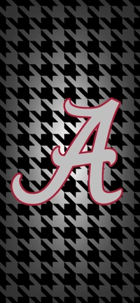 Crimson 'A' on Houndstooth Background - University of Alabama Spirit