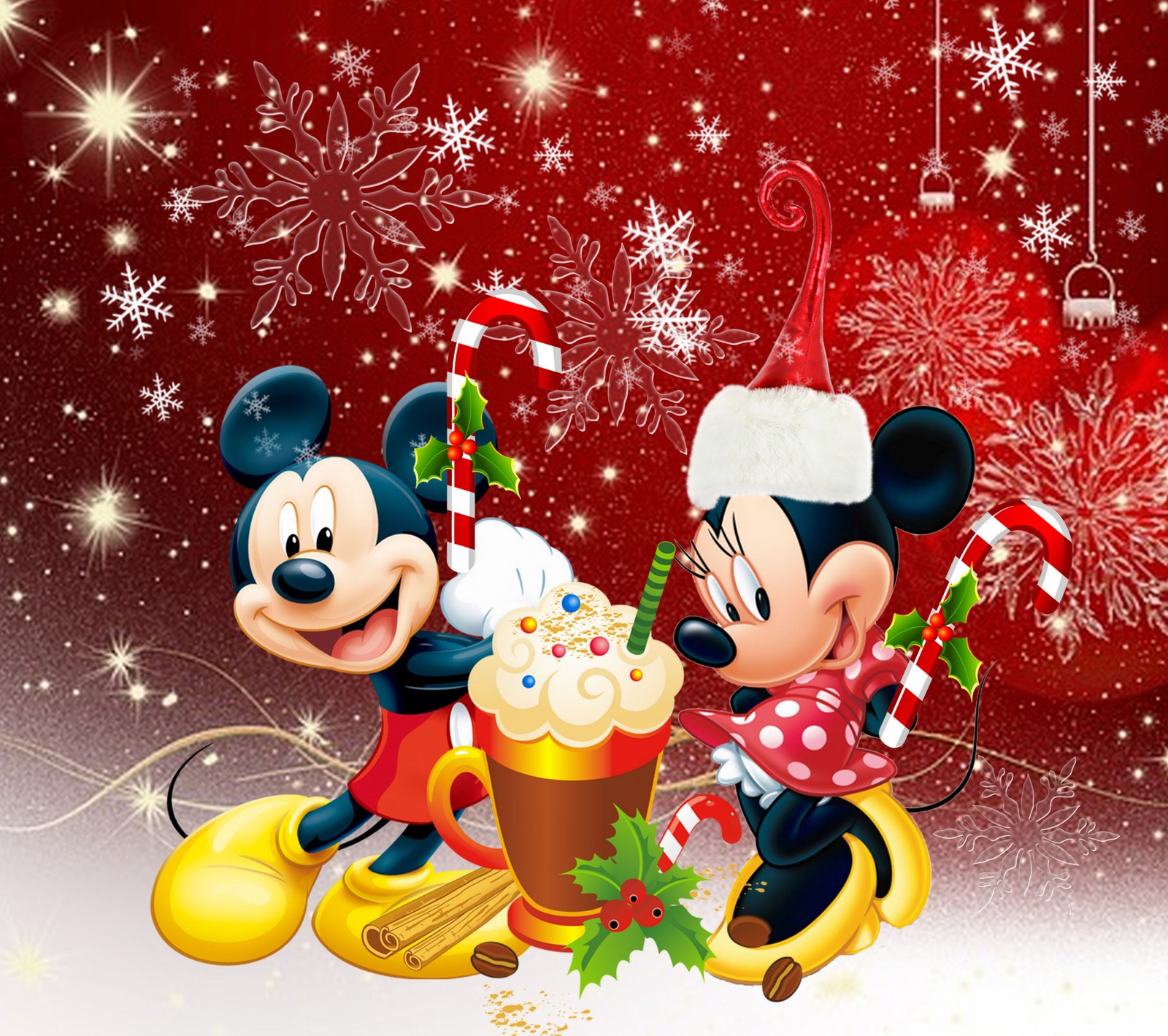 Mickey und minnie maus weihnachts-hintergrundbild (disney, frohe weihnachten, mickey mouse, weihnachten)