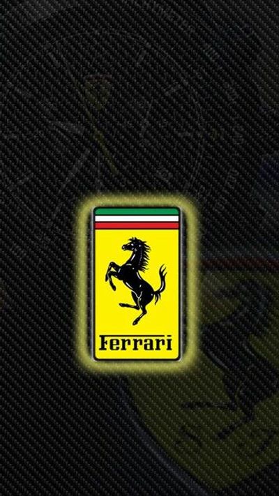 Ferrari Logo on Carbon Fiber Background