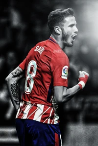 Saúl Celebrating in Atlético Madrid Kit – LaLiga Action